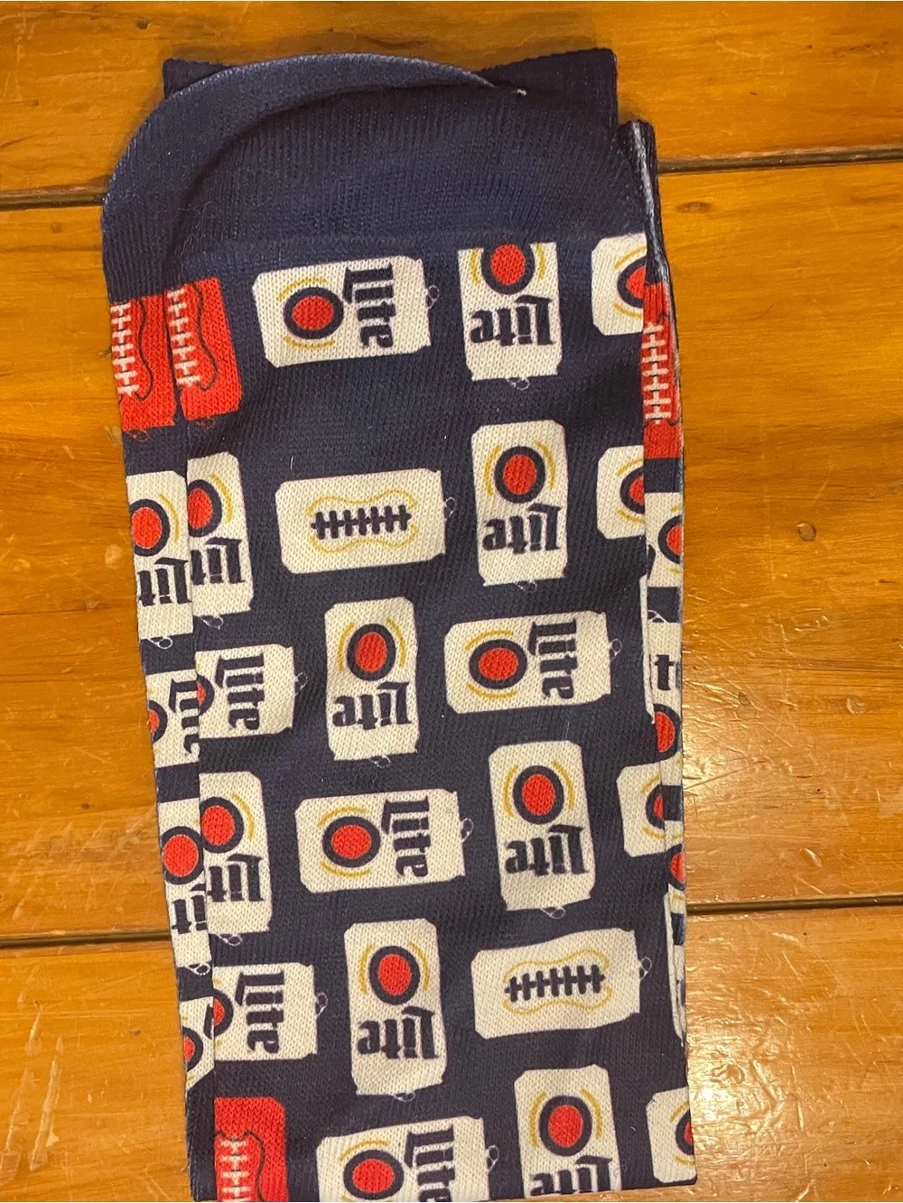 Navy Blue Patterned Men's Sock with Beverage Can Motif